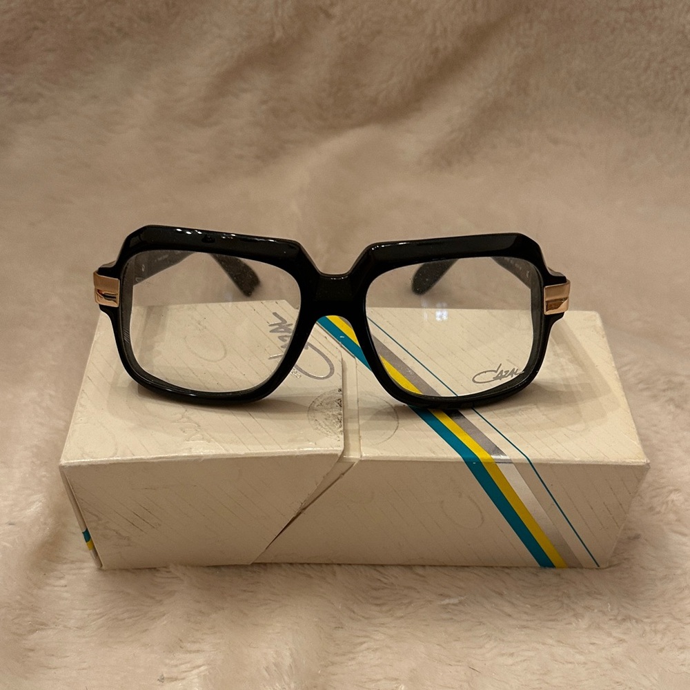 Cazal Black and Gold Square Glasses